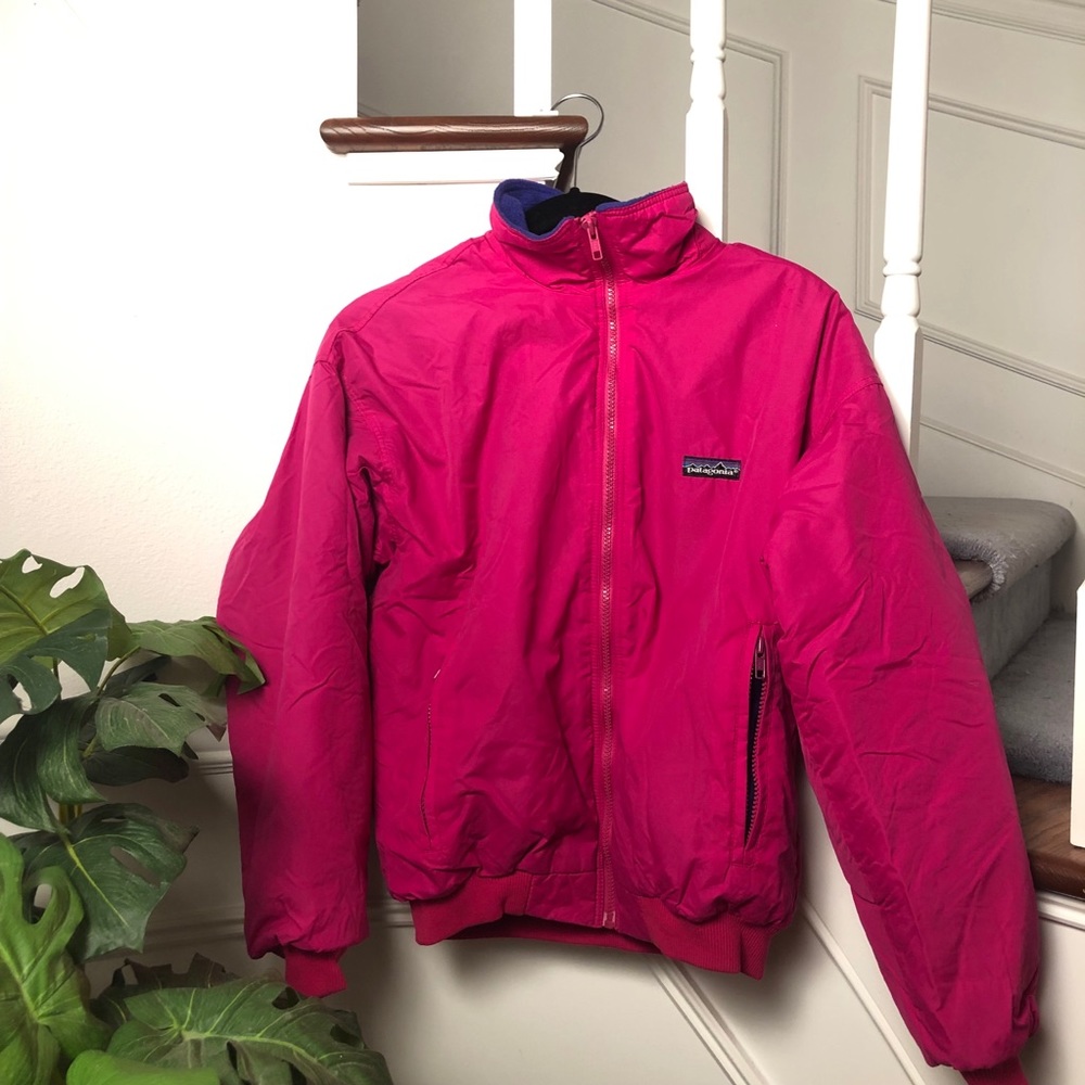 vintage pink Patagonia fleece lined coat